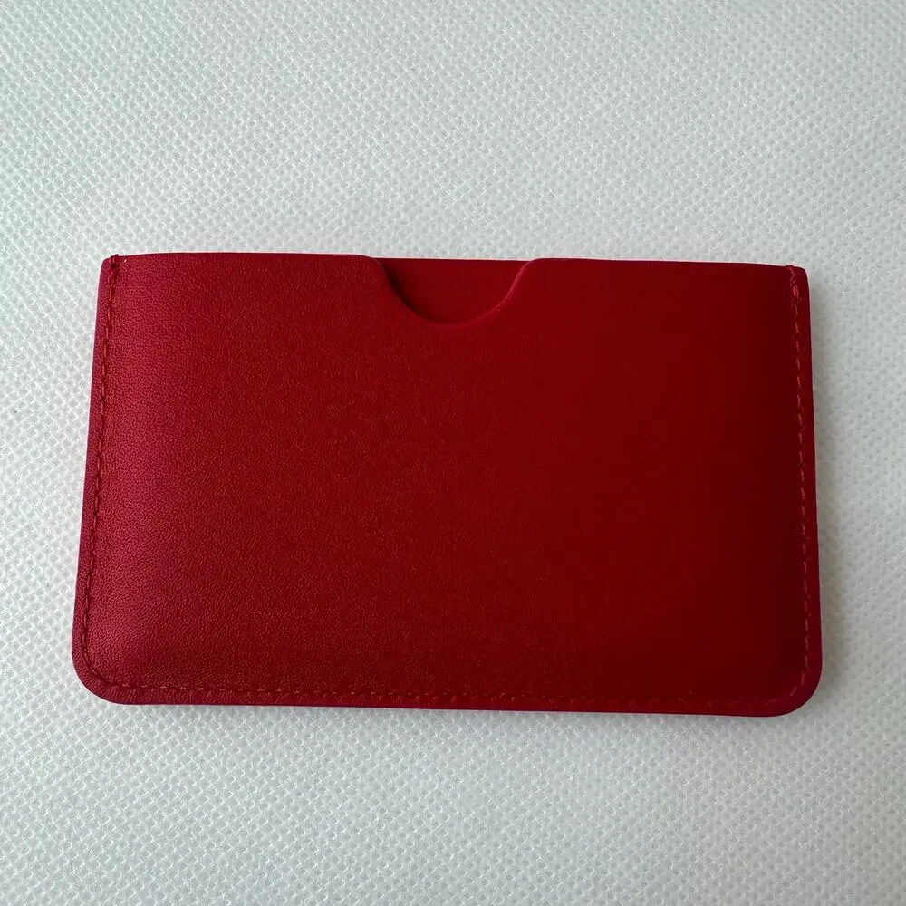 Omega NIB Red Leather Pocket Mirror w Box - Travel Accessory, Executive Style